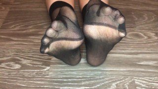 my teen black nylon socks toes large frame pov foot fetish