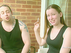 Wild girlfriend with her partner a male friend